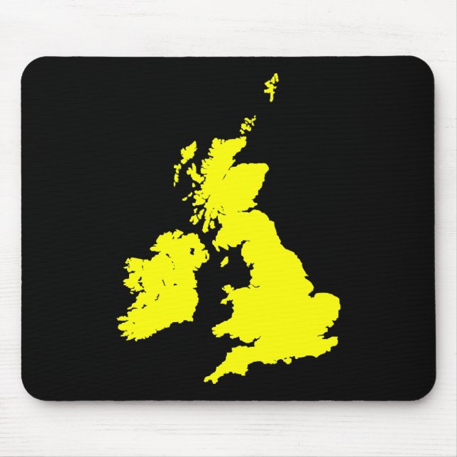 Tapis De Souris Îles britanniques - Jaune sur Noir (Devant)