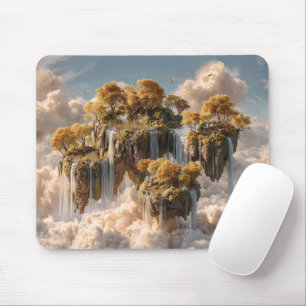 Tapis De Souris Îles flottantes surréalistes avec des arbres dorés