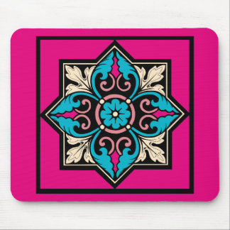 Tapis De Souris Illumination médiévale Arctique Bleu Acanthus feui