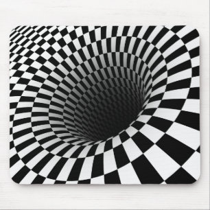 Tapis De Souris Illusion optique VORTEX À DAMIERS LARGE