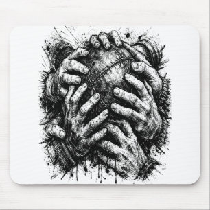 Tapis De Souris Illustration à l'encre d'art sombre des Orcades – 