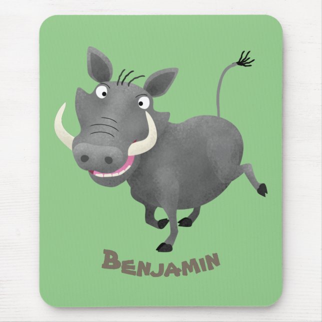 Tapis De Souris Illustration amusante d'un cochon de phacochère af (Devant)