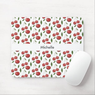Tapis De Souris Illustration aquarelle de cerises douces avec mono