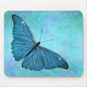 Tapis De Souris Illustration bleue turquoise vintage de 1800s de