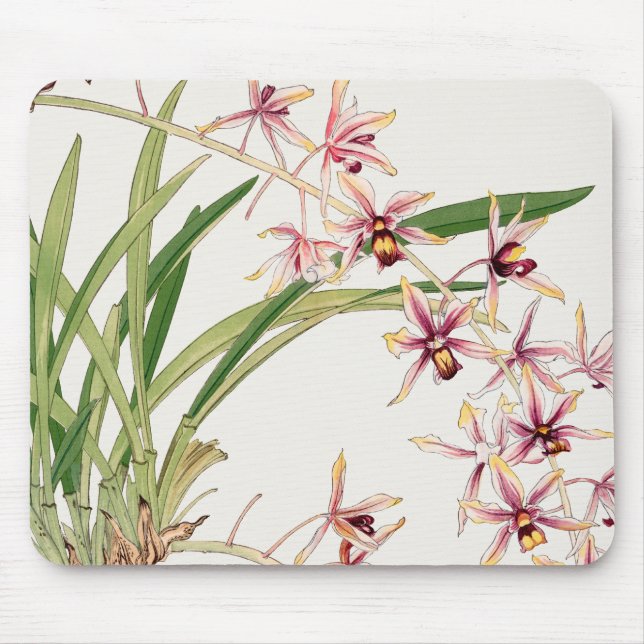 Tapis De Souris Illustration botanique avec orchidées, Souris (Devant)