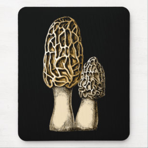 Tapis De Souris Illustration botanique Vintage du champignon Morel