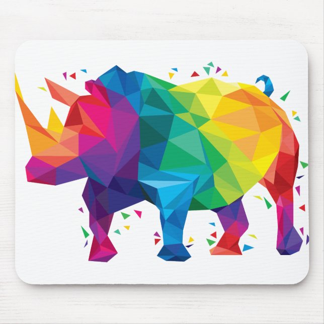 Tapis De Souris Illustration colorée de rhinocéros (Devant)