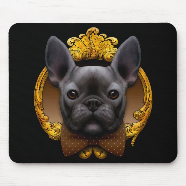 Tapis De Souris Illustration de bulldog en France, bleu (Devant)