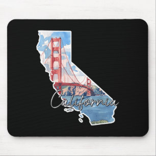 Tapis De Souris Illustration de carte de Californie avec le pont d