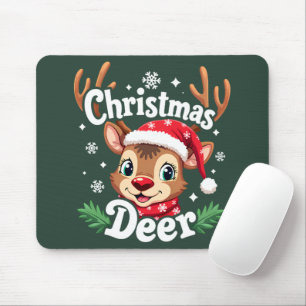 Tapis De Souris Illustration de cerf de Noël mignon
