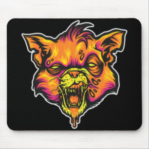Tapis De Souris Illustration de chat enragé fou