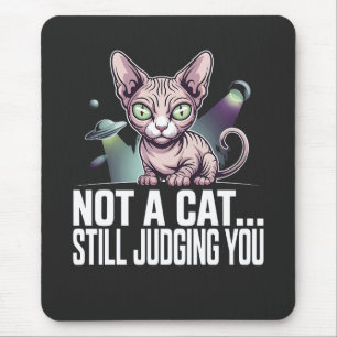 Tapis De Souris Illustration de chat Sphynx extraterrestre UFO sar