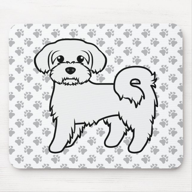 Tapis De Souris Illustration de chien de dessin mignon maltais (Devant)