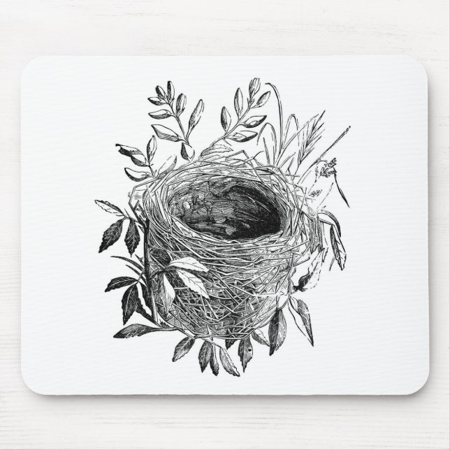 Tapis De Souris illustration de cru de nid d'oiseau (Devant)
