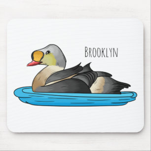 Tapis De Souris Illustration de dessin animé de King eider bird