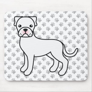 Tapis De Souris Illustration de dessin animé mignon de Boxer blanc