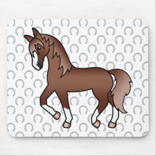Tapis De Souris Illustration de dessin animé mignon de cheval bai 