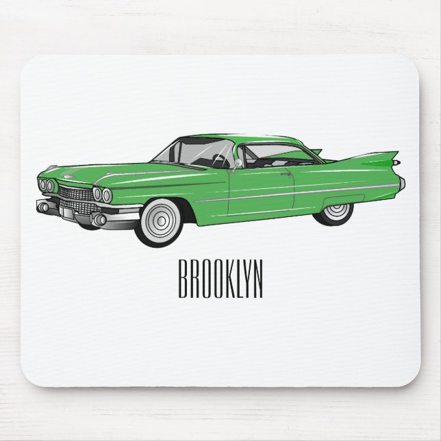 Tapis De Souris Illustration de dessin de voiture classique 1959 (Devant)