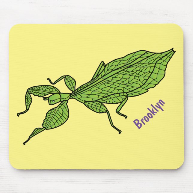 Tapis De Souris Illustration de dessin d'insecte des feuilles vert (Devant)