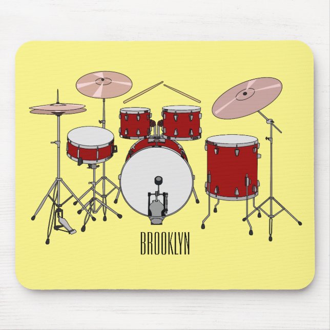 Tapis De Souris Illustration de kit de batterie (Devant)