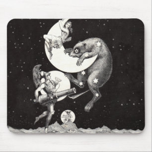 Tapis De Souris Illustration de la nuit divine du ciel de la lune 