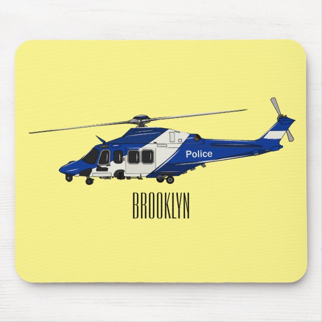 Tapis De Souris Illustration de l'hélicoptère de police (Devant)