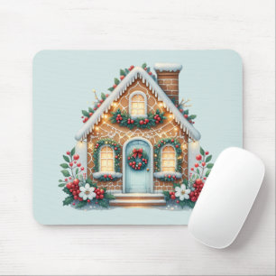 Tapis De Souris Illustration de maison en pain d'épice cosy pour l