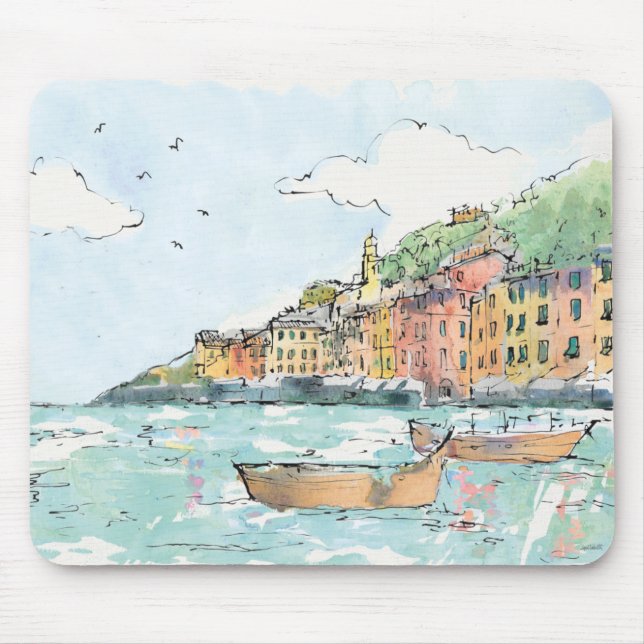 Tapis De Souris Illustration de port de Porofino (Devant)