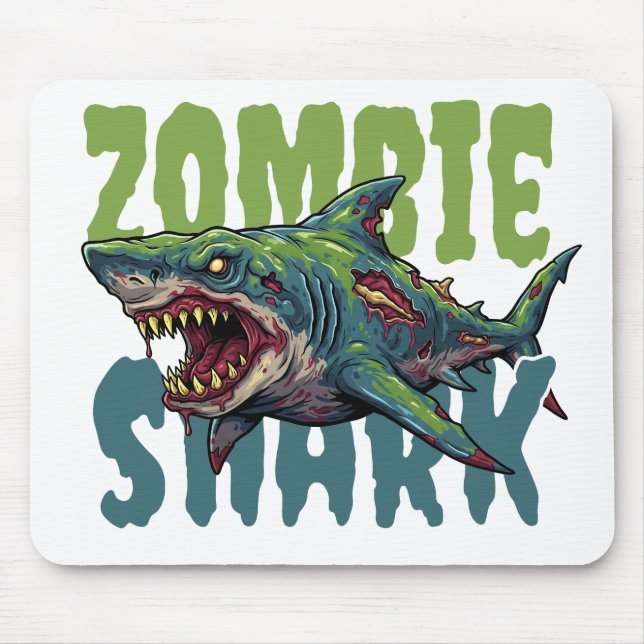 Tapis De Souris Illustration de requin zombie en colère (Devant)