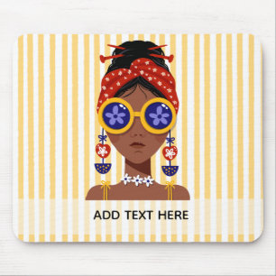 Tapis De Souris Illustration de tête de femme colorée sur souris j