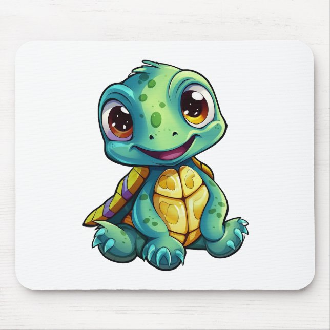 Tapis De Souris Illustration de tortue de dessin animé (Devant)