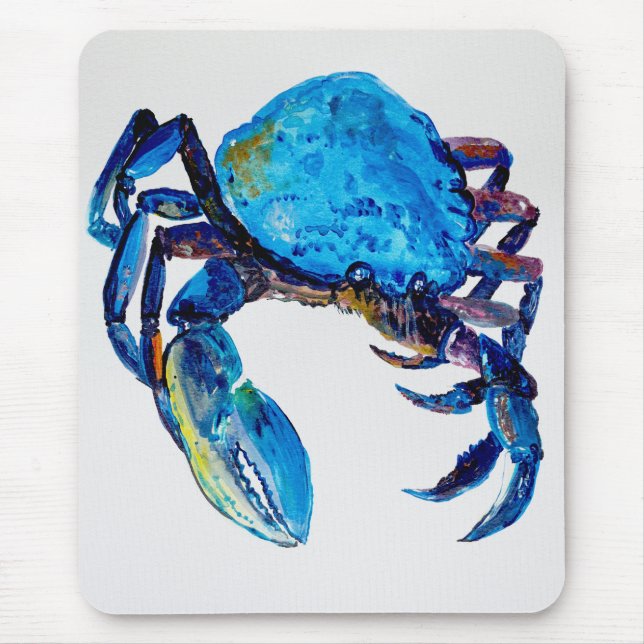 Tapis De Souris Illustration de vie marine de crabe bleu, côtière, (Devant)