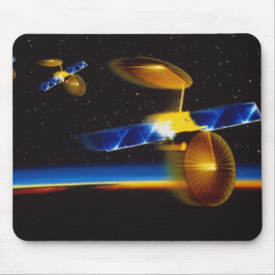 Tapis De Souris Illustration des satellites à l'horizon terrestre
