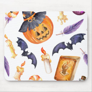 Tapis De Souris Illustration d'Halloween mignonne avec citrouille 