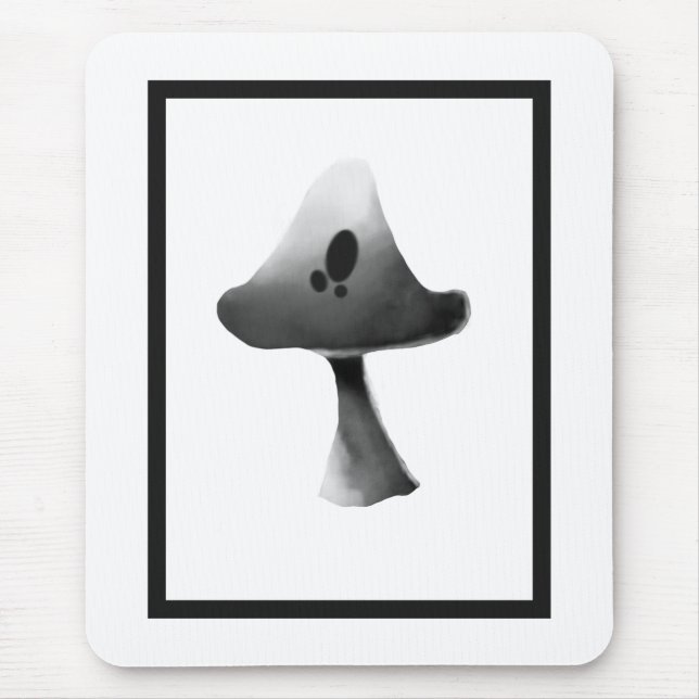 Tapis De Souris Illustration du champignon noir et blanc (Devant)