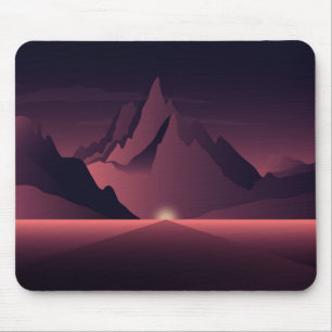 Tapis De Souris Illustration du coucher de soleil sur une montagne