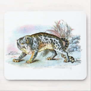 Tapis De Souris Illustration du léopard des neiges vintage Mousepa