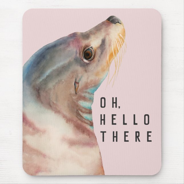 Tapis De Souris Illustration du lion de mer | Ajouter Votre Texte  (Devant)
