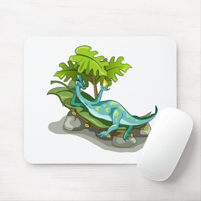 Tapis De Souris Illustration D'Un Bain De Soleil Iguanodon. (Avec souris)