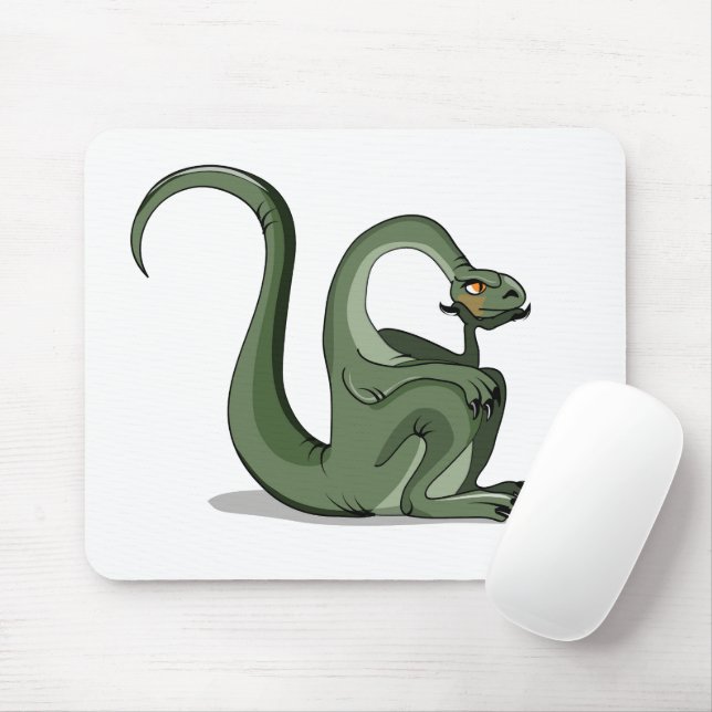 Tapis De Souris Illustration D'Un Brontosaurus Caricaturé Qui Pens (Avec souris)