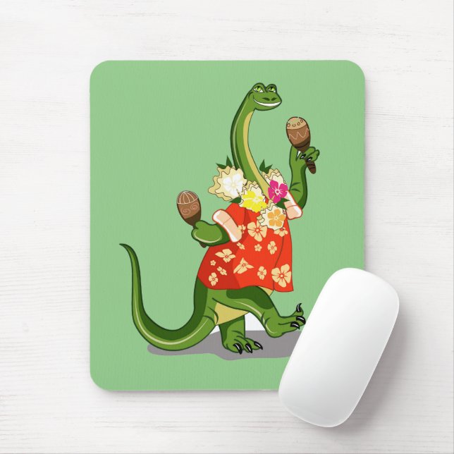Tapis De Souris Illustration D'Un Brontosaurus Jouant À Maracas. (Avec souris)