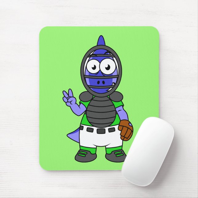 Tapis De Souris Illustration D'Un Capteur De Baseball Parasaurolop (Avec souris)