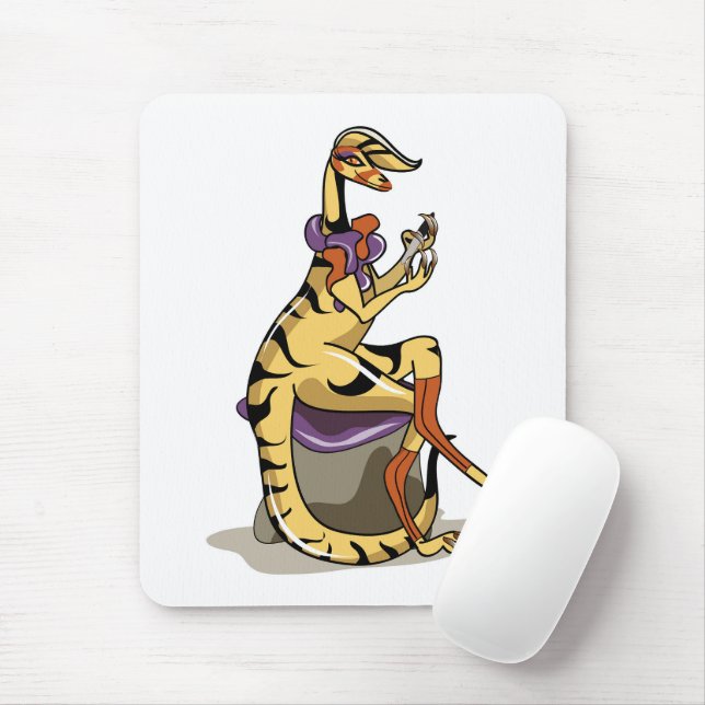 Tapis De Souris Illustration D'Un Iguanodon Qui Polit Ses Ongles. (Avec souris)