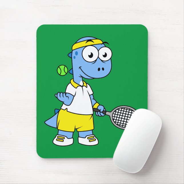 Tapis De Souris Illustration D'Un Joueur De Tennis Tyrannosaurus R (Avec souris)