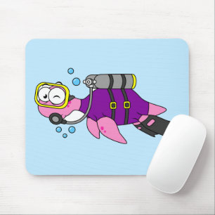 Tapis De Souris Illustration D'Un Loch Ness Monster Scuba Diver.