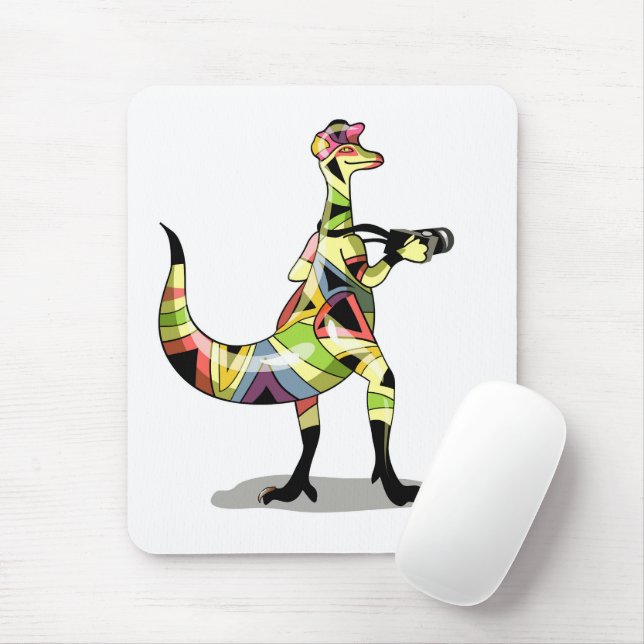 Tapis De Souris Illustration D'Un Photographe Iguanodon. (Avec souris)