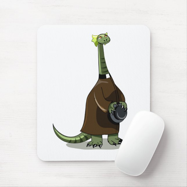 Tapis De Souris Illustration D'Un Plateosaure Habillé Comme Prêtre (Avec souris)