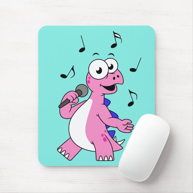 Tapis De Souris Illustration D'Un Stegosaurus Chantant. (Avec souris)