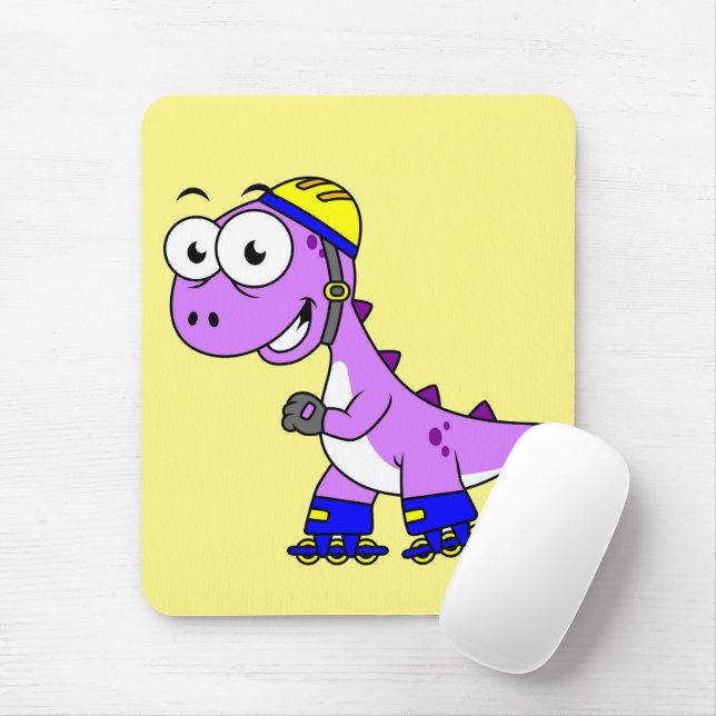Tapis De Souris Illustration D'Un Tyrannosaurus Rex De Patinage. (Avec souris)