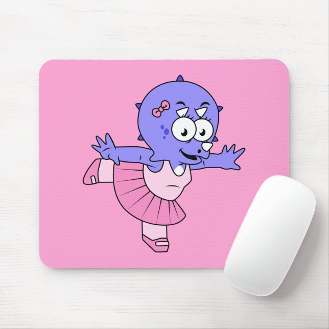 Tapis De Souris Illustration D'Une Danse De Ballet Triceratops. (Avec souris)